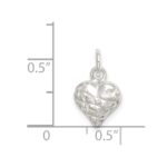 Sterling Silver Polished Diamond-cut Puff Heart Charm - Image 4