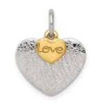 Sterling Silver Gold-plated Textured Love Charm Pendant