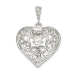 Sterling Silver Polished Filigree Heart Pendant - Image 4