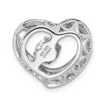 Sterling Silver Platinum-plated Vibrant CZ Heart Pendant - Image 3