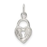 Sterling Silver Polished Heart Lock Charm - Image 3