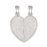 Sterling Silver Polished Best Friends Break Apart Heart Pendant - Image 4