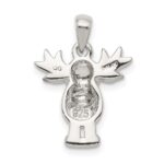 Sterling Silver Rhodium-plated Polished/Satin Moose Pendant - Image 4