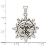 Sterling Silver Antiqued Sun & Half Moon Face Pendant - Image 3