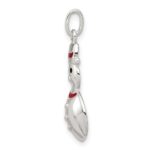 Sterling Silver Polished Enamel Snowman Pendant - Image 2