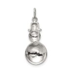 Sterling Silver Polished Enamel Snowman Pendant - Image 4