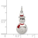 Sterling Silver Polished Enamel Snowman Pendant - Image 3