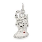 Sterling Silver Polished Enamel Christmas Stocking Pendant - Image 4