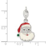 Sterling Silver Polished Enamel Santa Charm - Image 3