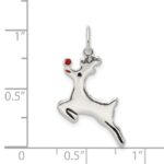Sterling Silver Polished Enamel Reindeer Pendant - Image 3