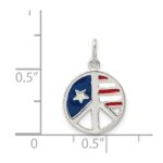Sterling Silver Polished Enamel American Flag Peace Sign Pendant - Image 4