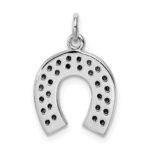Sterling Silver Rhodium-plated Horseshoe w/Crystal Pendant - Image 4