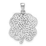 Sterling Silver Antiqued Good Luck Icon Clover Pendant - Image 4