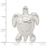 Sterling Silver Polished & Textured Turtle Chain Slide Pendant - Image 3