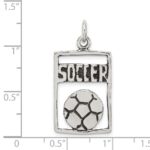 Sterling Silver Antiqued Soccer Rectangle Pendant - Image 3