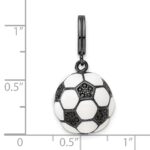 Sterling Silver Rhodium-plated & CZ 3D Soccer Ball Pendant - Image 5