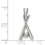 Sterling Silver Antiqued Bats and Baseball Pendant - Image 3