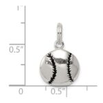 Sterling Silver Polished Enamel Baseball Pendant - Image 3
