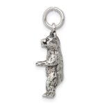 Sterling Silver Antiqued & Textured Bear Standing up Pendant - Image 2