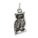 Sterling Silver Antiqued & Textured Perched Owl Pendant - Image 4