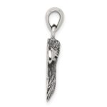 Sterling Silver Antiqued Polished Textured Eagle Head Pendant - Image 2