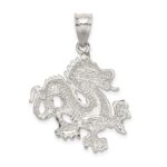 Sterling Silver Polished & Textured Chinese Dragon Pendant - Image 4