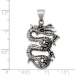Sterling Silver Antiqued Dragon with Tongue Out Pendant - Image 3