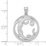 Sterling Silver Rhodium-plated Fancy Script Letter C Initial Pendant - Image 3