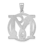 Sterling Silver Rhodium-plated Fancy Script Letter M Initial Pendant - Image 4