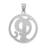 Sterling Silver Rhodium-plated Fancy Script Letter P Initial Pendant - Image 4