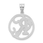 Sterling Silver Rhodium-plated Fancy Script Letter R Initial Pendant - Image 3
