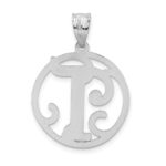 Sterling Silver Rhodium-plated Fancy Script Letter T Initial Pendant - Image 3