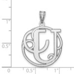 Sterling Silver Rhodium-plated Fancy Script Letter U Initial Pendant - Image 4