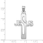 Sterling Silver Rhodium-plated Jesus Cross Large Pendant - Image 4