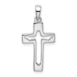 Sterling Silver Rhodium-plated Jesus Cut-out Cross Pendant