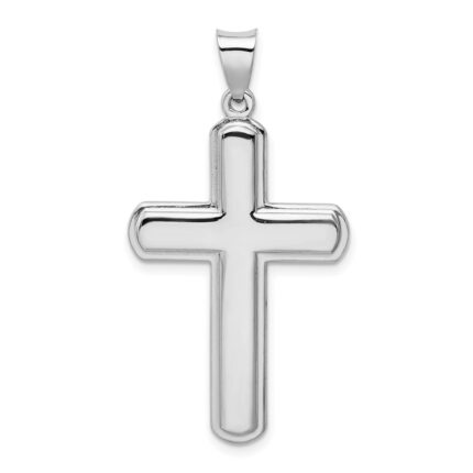 Sterling Silver Rhodium-plated Polished Cross Pendant