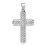 Sterling Silver Rhodium-plated Textured & Polished Cross Pendant