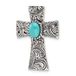Sterling Silver Antiqued Reconstituted Turquoise Cabochon Slide - Image 4