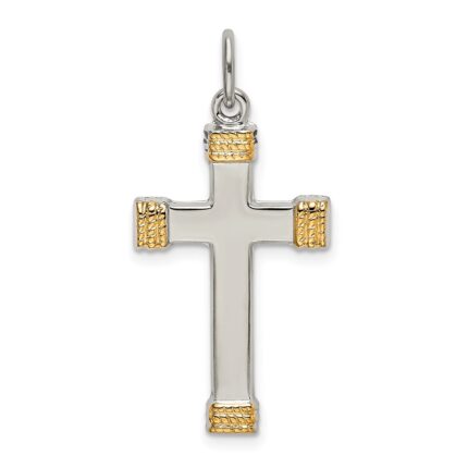 Sterling Silver & Gold-plated Polished Cross Pendant