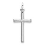 Sterling Silver Rhodium Plated Polished Cross Charm