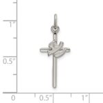 Sterling Silver Polished and Satin Dove Cross Pendant - Image 4