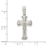 Sterling Silver Rhodium-plated Satin & Polished Crucifix Pendant - Image 4