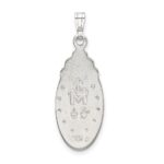 Sterling Silver White Epoxy & Crystal Miraculous Medal Pendant - Image 3