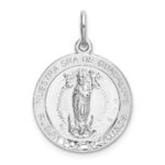 Sterling Silver Rhodium-plated Spanish Lady of Guadalupe Medal Pendant