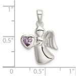 Sterling Silver Angel w/Light Purple CZ Heart Pendant - Image 4