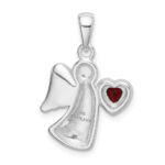 Sterling Silver Angel w/Red CZ Heart Pendant - Image 3