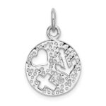 Sterling Silver Rhodium-plated Cut-out Heart, Cross, Anchor Charm - Image 3