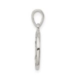 Sterling Silver Glitter Enamel Letter E Initial Circle Pendant - Image 2