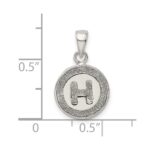 Sterling Silver Glitter Enamel Letter H Initial Circle Pendant - Image 3