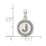 Sterling Silver Glitter Enamel Letter J Initial Circle Pendant - Image 3